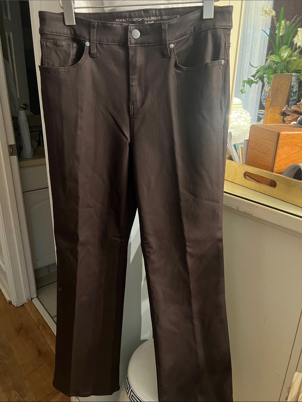 Chico’s Waxed Brown Flare Jeans EEEUC